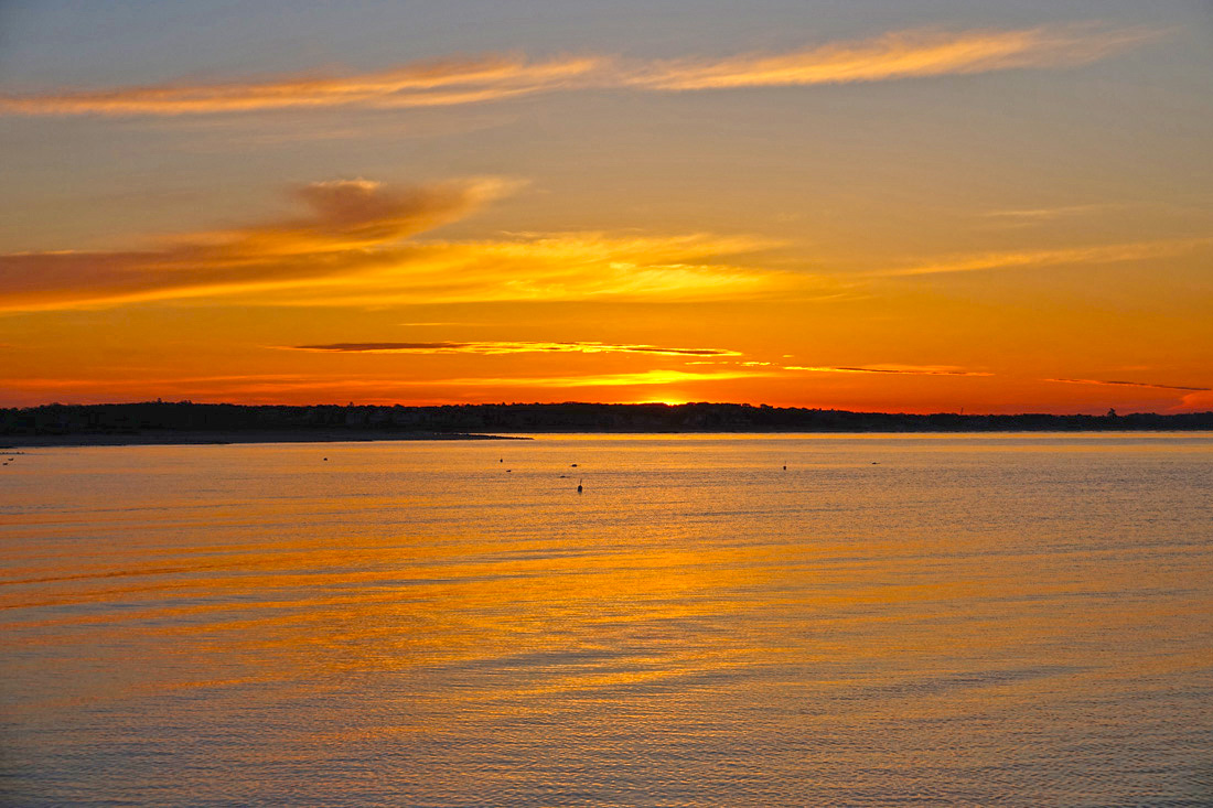 Sunrise With Crescent Moon At Forest Beach!