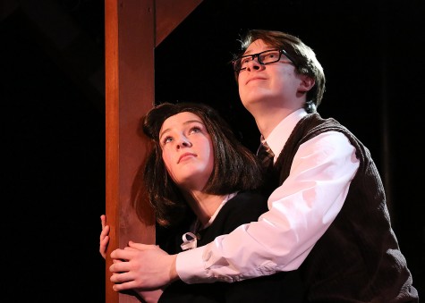 Madison Mayer as Anne Frank and Wil Moser as Peter van Pels in "Yours, Anne."