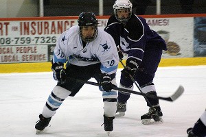 Sandwich High School's Brady Doherty was named Most Valuable Player following his team's tough, 4-3 overtime loss to Bourne in the 33rd Annual Canal Cup last night at Gallo Ice Arena in Bourne. Sean Walsh/capecod.com sports