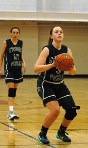Sturgis East's Meaghan Fitzgerald poured in 24 points and had 12 rebounds in her team's 42-37 win over Sturgis West last night in Hyannis. Sean Walsh/capecod.com sports Click photo to view gallery and order prints