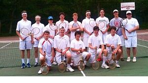 The Barnstable High boys' tennis team, defending Old Colony League Champions, made it a clean sweep of Martha's Vineyard yesterday in the season-opener on the road, 5-0. The Red Raiders have all but one player from last year's squad. Photo courtesy of Mike Sarney