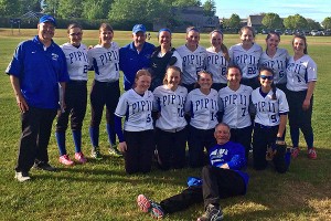 The St. John Paul II softball team captured its first-ever Cape & Islands League championship crown Wednesday afternoon with a 15-0 win over Cape Cod Tech. Photo courtesy Hadley Tate