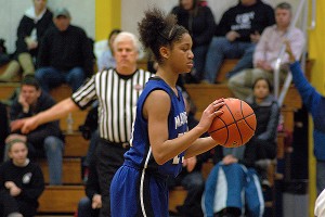 Falmouth Academy' frosh Kendall Currence netted a game-high 24 points to help her Mariners eliminate Upper Cape Tech from the postseason last night, 55-31. Sean Walsh/Capecod.com Sports file photo