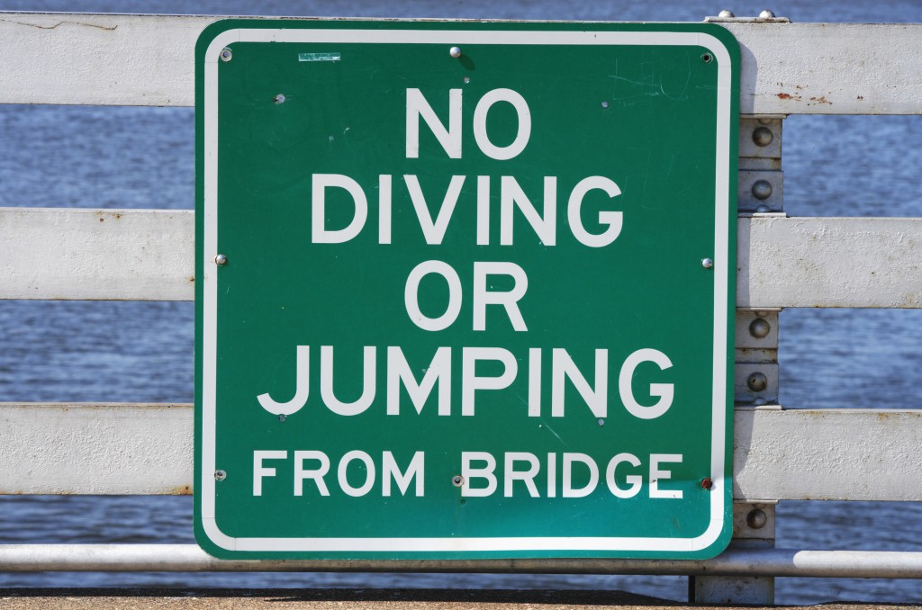 No Diving or Jumping Sign
