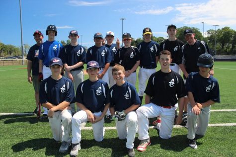 Top Row: Coach Dave Gould/Harwich, Christian Beer/Brewster, Kyle Chase/Harwich, Kurt Thomas/Harwich, Tyler Ritchie/Orleans, Nicholas Mercer/Brewster, John Purcell/Orleans, Sean Gould/Harwich, Coach DJ Mercer/Brewster.  Bottom Row: Joshua Poitras/Harwich, Duncan Ramler/Harwich, Andrew Davock/Harwich, Christopher Beach/Orleans, Miles Perry/Brewster