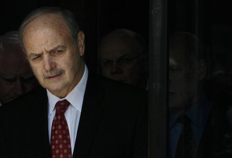 FILE - In this June 15, 2011, file photo, former Massachusetts House Speaker Salvatore DiMasi walks out of the Federal courthouse in Boston.  (AP Photo/Stephan Savoia, File)