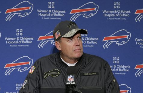 Buffalo Bills head coach Rex Ryan talks to reporters after the Seattle Seahawks beat the Bills 31-25 in an NFL football game, Monday, Nov. 7, 2016, in Seattle. (AP Photo/John Froschauer)