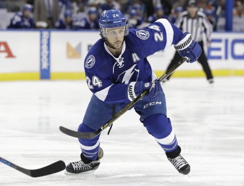 Tampa Bay Lightning right wing Ryan Callahan (24) during the second period of an NHL hockey game against the Philadelphia Flyers Wednesday, Nov. 23, 2016, in Tampa, Fla. (AP Photo/Chris O'Meara)