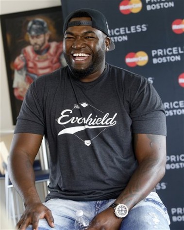 IMAGE DISTRIBUTED FOR MASTERCARD - Boston Red Sox designated hitter David Ortiz speaks with the media as part of MasterCard's Priceless Boston launch at the Red Sox's spring training facility, jetBlue Park, on Tuesday, March 29, 2016, in Fort Myers, Fla. (Brian Blanco/AP Images for MasterCard)