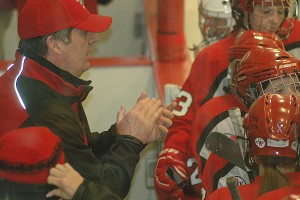Fourth-year Barnstable girls hockey head coach Peter Nugnes is more concerned with how hard his team works than the simple fact they are ranked #1 in Massachusetts. Sean Walsh/capecod.com sports