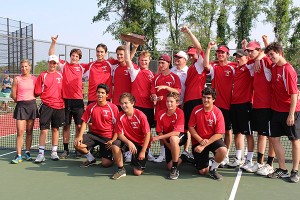 The Barnstable High School boys' tennis team defeated Brookline yesterday for the Division 1 South Sectional Championship crown. Photo courtesy of Betsy Brodd 