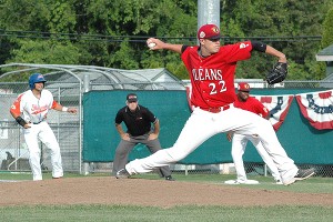 Orleans Firebirds' ace Mitchell Jordan (Stetson) delivers a scoreless inning. Sean Walsh/Capecod.com Sports