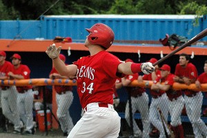 Bobby Dalbec (Arizona) belts his league-leading 11th homer run - a grand slam - in the second inning of last night's 12-8 win over host Hyannis. Sean Walsh/Capecod.com Sports