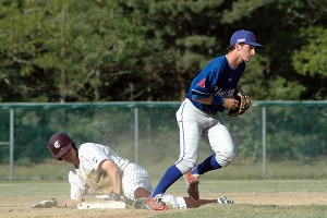 Cotuit's Keenan Innis is caught stealing in last night's 5-2 loss to the visiting Chatham Anglers. Sean Walsh/Capecod.com Sports