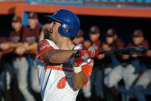 Florida Gulf Coast's Jake Noll puts the hammer on one in the third inning to stake the Hyannis Harbor Hawks to a 6-0 lead. Hyannis defeated Cotuit, 10-3 in the opening round of the Cape League playoffs Monday night at McKeon Park. Sean Walsh/Capecod.com Sports