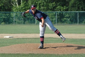 NC State southpaw Joe O'Donnell brings the gas at Lowell Park last night for the Harwich Mariners. Sean Walsh/Capecod.com Sports