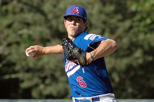 Wake Forest's Parker Dunshee was superlative on the mound for the Chatham Anglers Tuesday night at Veterans Field. Sean Walsh/Capecod.com Sports
