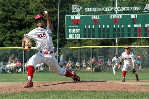 Y-D Red Sox southpaw ace Ricky Thomas struck out 10 in 7.2 innings of work as the hosts downed Hyannis, 9-3, Tuesday night in game two of the CCBL Championship Series. Sean Walsh/Capecod.com Sports