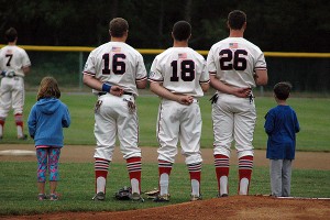 Harwich Mariners Sheldon Neuse, Scott Tully and Drew Ellis with a couple of pals. Sean Walsh/Capecod.com Sports