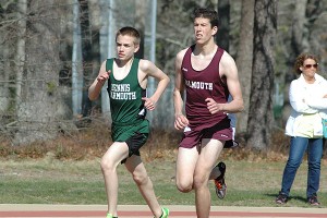 Dennis-Yarmouth sophomore Cam Hayes took the two-mile race for the Dolphin boys, as he sped past Falmouth's Jamie Driscoll who took second. Sean Walsh/Capecod.com Sports Photos