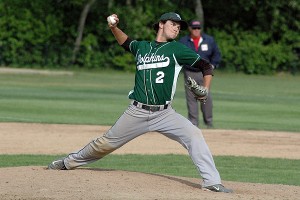 Dennis-Yarmouth's Jake Gleason notched the save in two innings of superlative relief work to maintain a 5-3 lead and a key opening-round tournament win for the Dolphjins on Friday. Sean Walsh/Capecod.com Sports