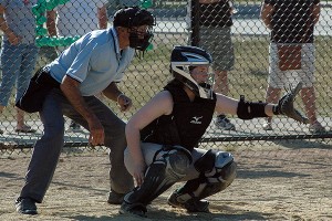 Dennis-Yarmouth's usual cleanup hitter and senior co-captain Maggie Johnson sustained a hamstring injury against Fontbonne Academy but could not play in today's loss to Middleboro - she received nothing but praise from her head coach nevertheless. Sean Walsh/Capecod.com Sports