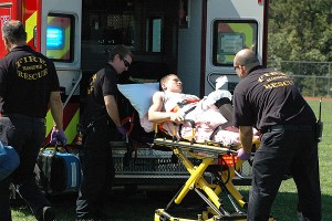 Mashpee High junior wide receiver Domenic Fellini dislocated a knee cap in Saturday's scrimmage versus Wareham. Sean Walsh/Capecod.com Sports