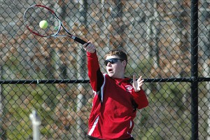 Barnstable High senior tennis co-captain Donnie Brodd combined with Cooper Blaze to deliver a 6-0, 6-0 win in number two doubles in Barnstable's 5-0 win over Falmouth on the road Monday afternoon. Sean Walsh/Capecod.com Sports