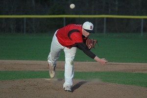 Barnstable righty Eric Holzman notched his third win of the still young season over Duxbury Thursday afternoon. Sean Walsh/Capecod.com Sports Photos