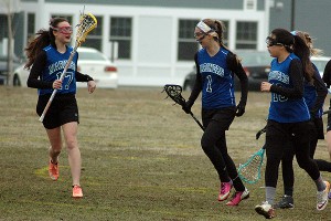 Falmouth Academy's Celie Mastroianni, Addy Hayman and Hannah Ginsberg each contributed to the Mariners' 8th straight win Monday, 17-8 over Mashpee. Sean Walsh/Capecod.com Sports