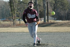 Falmouth High School's softball pitching ace Kathleen Desmond struck out 10 Martha's Vineyarders Wednesday afternoon en route to a 15-3, season-opening victory. Sean Walsh/Capecod.com Sports
