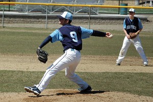 Sandwich High's Jack DeCoste not only provided stellar relief but his key hit in the 7th spelled the difference in a huge road win for the Blue Knights yesterday at Norwell. Sean Walsh/Capecod.com Sports