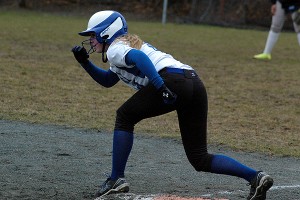 St. John Paul II's Kasey Smith went 2-5 but the Lady Lions saw their unblemished record fall Monday on the road with an extra-inning walk-off homer by Blue Knight Isabella Willette. Sean Walsh/Capecod.com Sports Photos