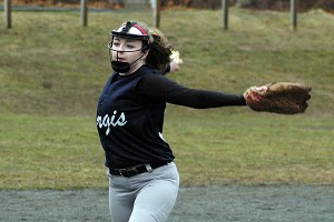 Sturgis East freshman Gabby McKinnon held the Nantucket bats in check for five innings but the Whalers prevailed Wednesday in Cape & Islands League softball action. Sean Walsh/Capecod.com Sports Photos