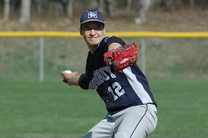Monomoy sophomore Owen Cottle went the distance Friday afternoon at Whitehouse Field for his first career varsity win on the mound, 2-1, over Sturgis West. Sean Walsh/Capecod.com Sports Photos