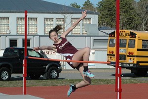 Falmouth High's Natalie Gagnon took second place in the high jump. Sean Walsh/Capecod.com Sports Photos