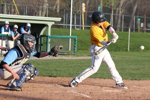 Nauset's Noah Grevelis locks into an offering from Will Crowther as the Warriors downed the visiting Sandwich Blue Knights, 4-1. Phil Garceau/Capecod.com Sports