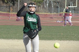 Dennis-Yarmouth's Sammi Feinstein delivered another gem on the mound for the Dolphins Wednesday afternoon, blanking the Falmouth Clippers, 3-0. Sean Walsh/Capecod.com Sports Photos