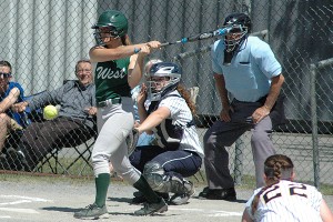 Sturgis West senior co-captain Mimi Crowley takes a vicious hack in the final at-bat of her high school career. Her Navigators fell, 9-5, in the MIAA Div. 3 South softball quarterfinals Sunday afternoon in Hyannis. Sean Walsh/Capecod.com Sports