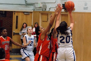 Upper Cape Tech's Alexandra Hill puts up one of her six baskets on the night in Tuesday's 51-36 win over Avon. Hill scored in each quarter to help lead her squad to victory once again. She also had 14 rebounds. Sean Walsh/capecod.com sports