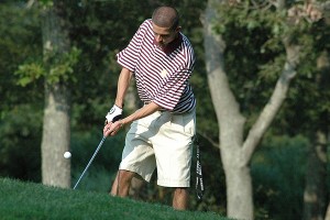 Cape Tech's Zach Vaughn chips onto the green on the first tee at Ocean Edge in the Crusaders' season-opening win over St. John Paul II Thursday. Sean Walsh/Capecod.com Sports