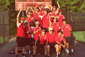 For the first time in school history, the Barnstable High School boys' tennis team captured the Division 1 State Championship title Thursday with a 3-2 win over Westboro. Photo courtesy of Mike Sarney