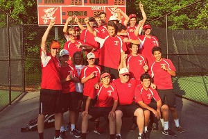 For the first time in school history, the Barnstable High School boys' tennis team captured the Division 1 State Championship title Thursday with a 3-2 win over Westboro. Photo courtesy of Mike Sarney