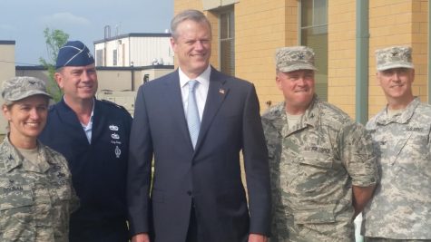 CCB MEDIA PHOTO: Gov. Charlie Baker meets with members of the military at Joint Base Cape Cod Tuesday