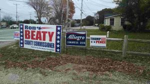 Barnstable County Commission candidate Ron Beaty is offering a $500 reward for this stolen campaign sign.