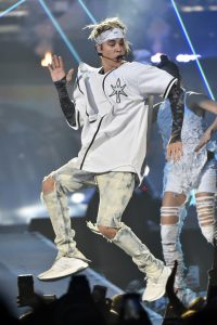 Justin Bieber performs on The Purpose Tour at the Allstate Arena on Friday, April 22, 2016, in Rosemont, IL. (Photo by Rob Grabowski/Invision/AP)