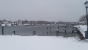 Bass River during Monday's winter storm