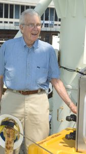 COURTESY OF THE WOODS HOLE OCEANOGRAPHIC INSTITUTION: Breene Kerr, shown aboard the R/V Knorr, had a more than 20-year association with WHOI before his death in 2015. (Photo by Tom Kleindust, WHOI)