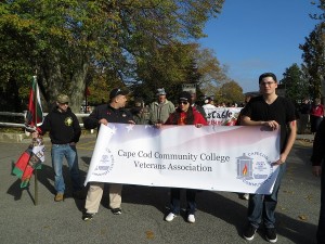 Members of the new veterans group at Cape Cod Community College gathers for the Town of Barnstable's Veterans' Day Parade.