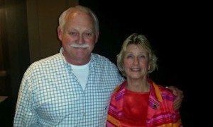 New Cape League president Chuck Sturtevant with outgoing president Judy Walden Scarafile /photo courtesy of Eric Zmuda